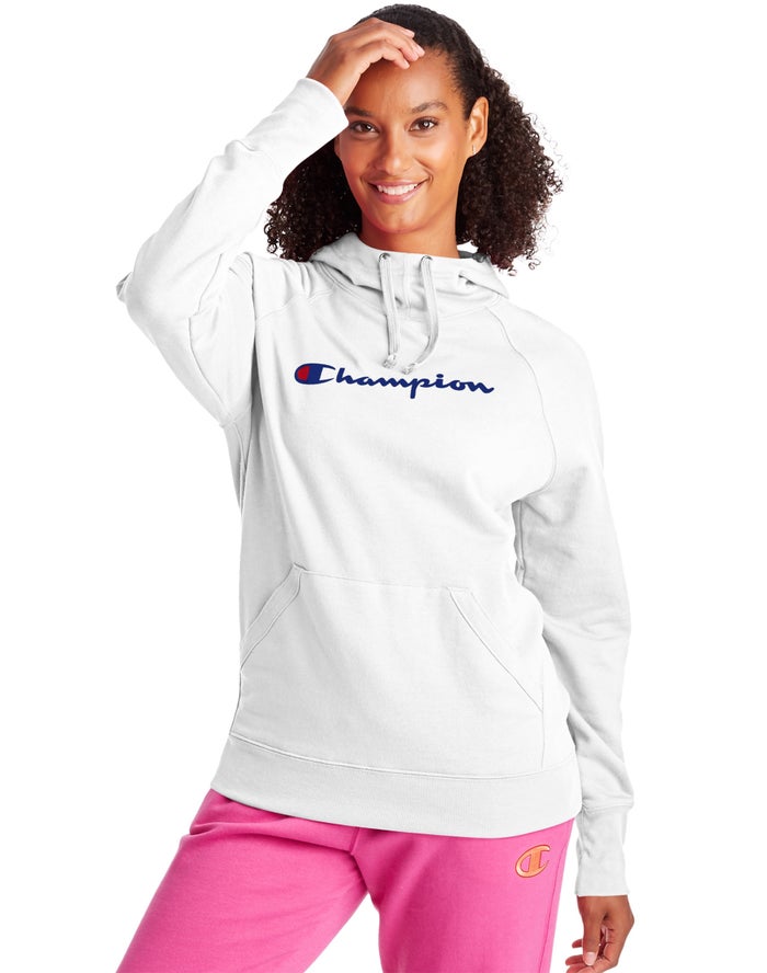 Champion Powerblend Fleece Script Logo Hoodie Dames - Wit - Belgie 4087RZWHA